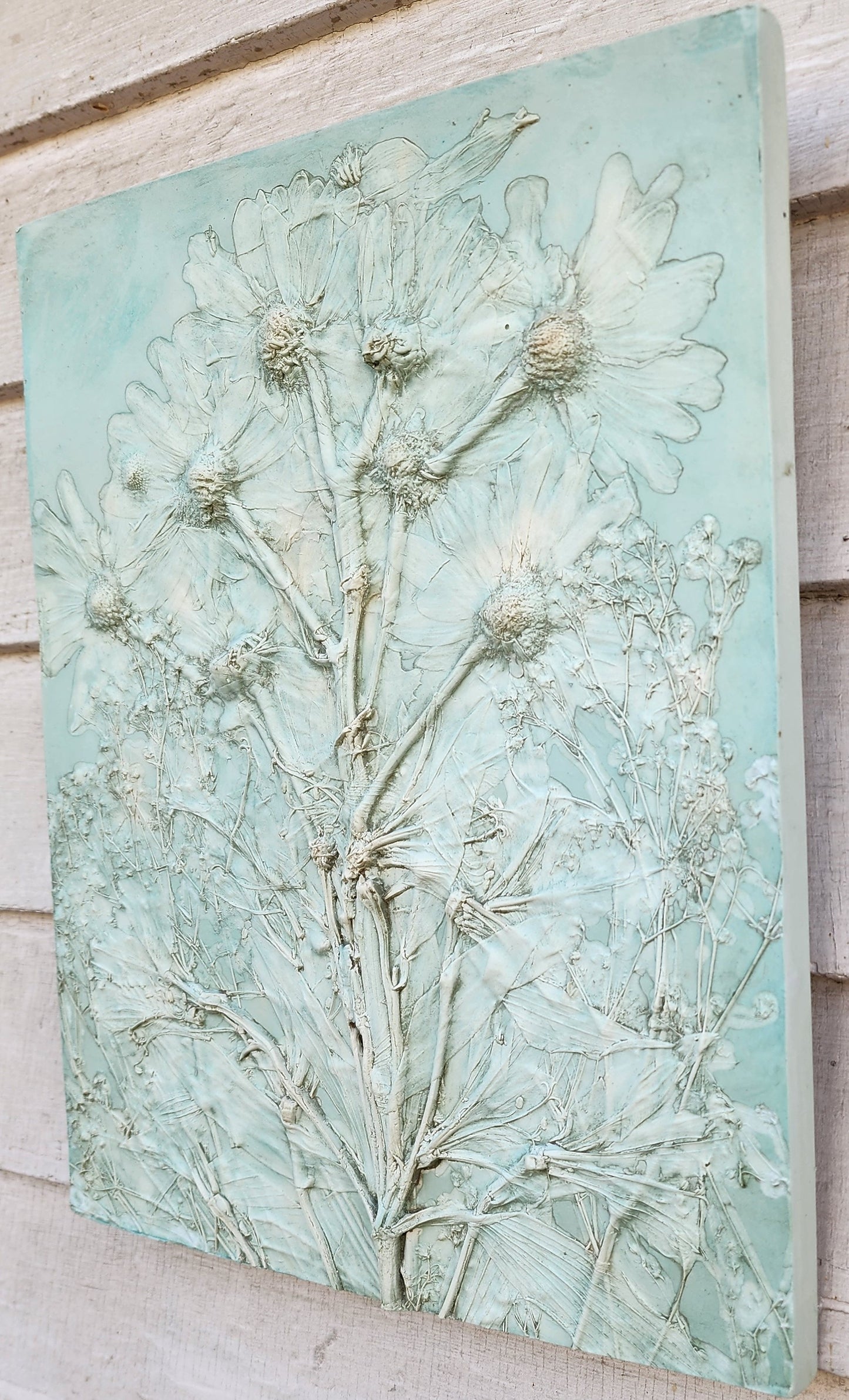 Plaster Botanical Bas Relief Artwork