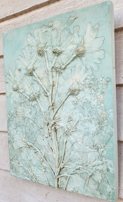 Plaster Botanical Bas Relief Artwork