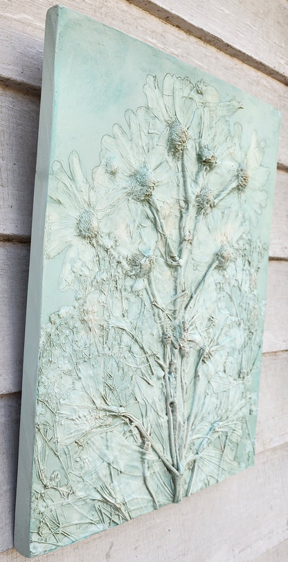 Plaster Botanical Bas Relief Artwork