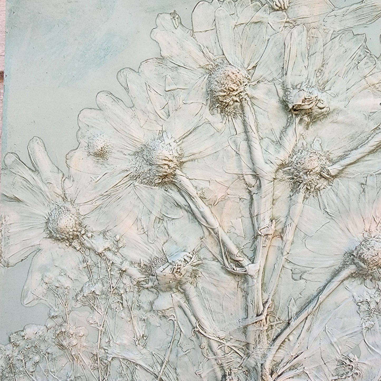 Plaster Botanical Bas Relief Artwork