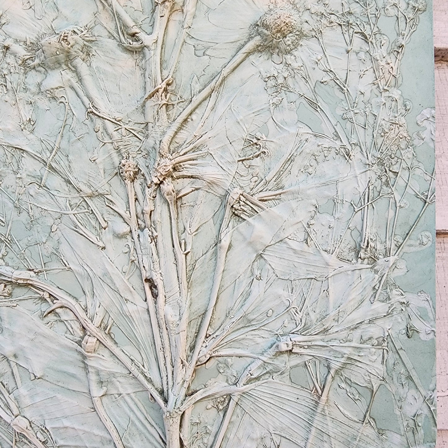 Plaster Botanical Bas Relief Artwork