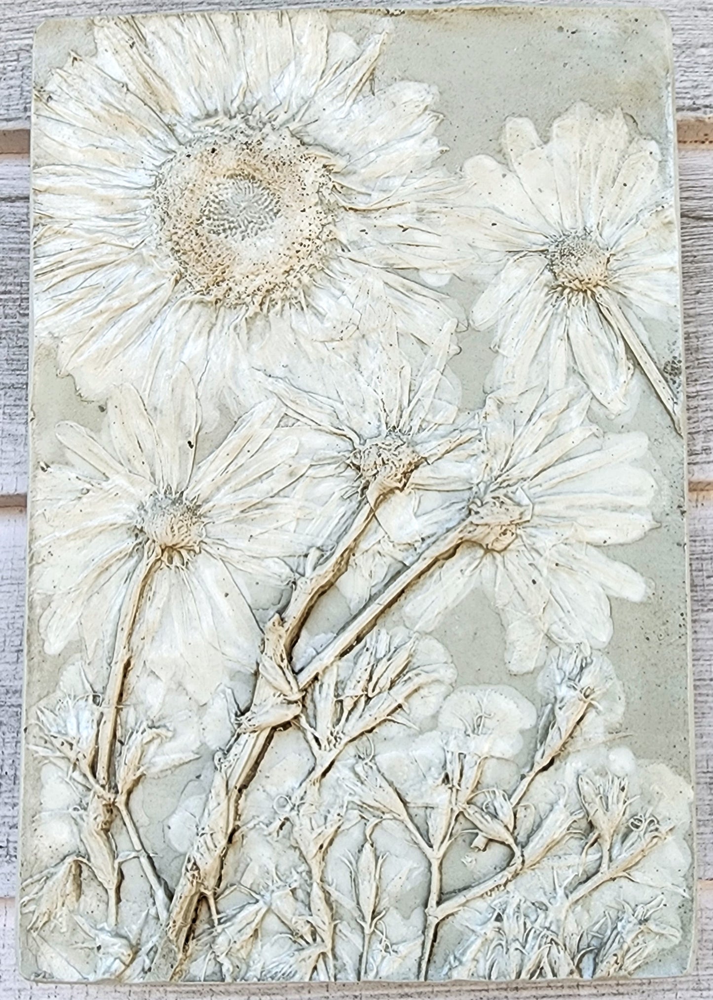 Plaster Botanical Bas Relief Artwork