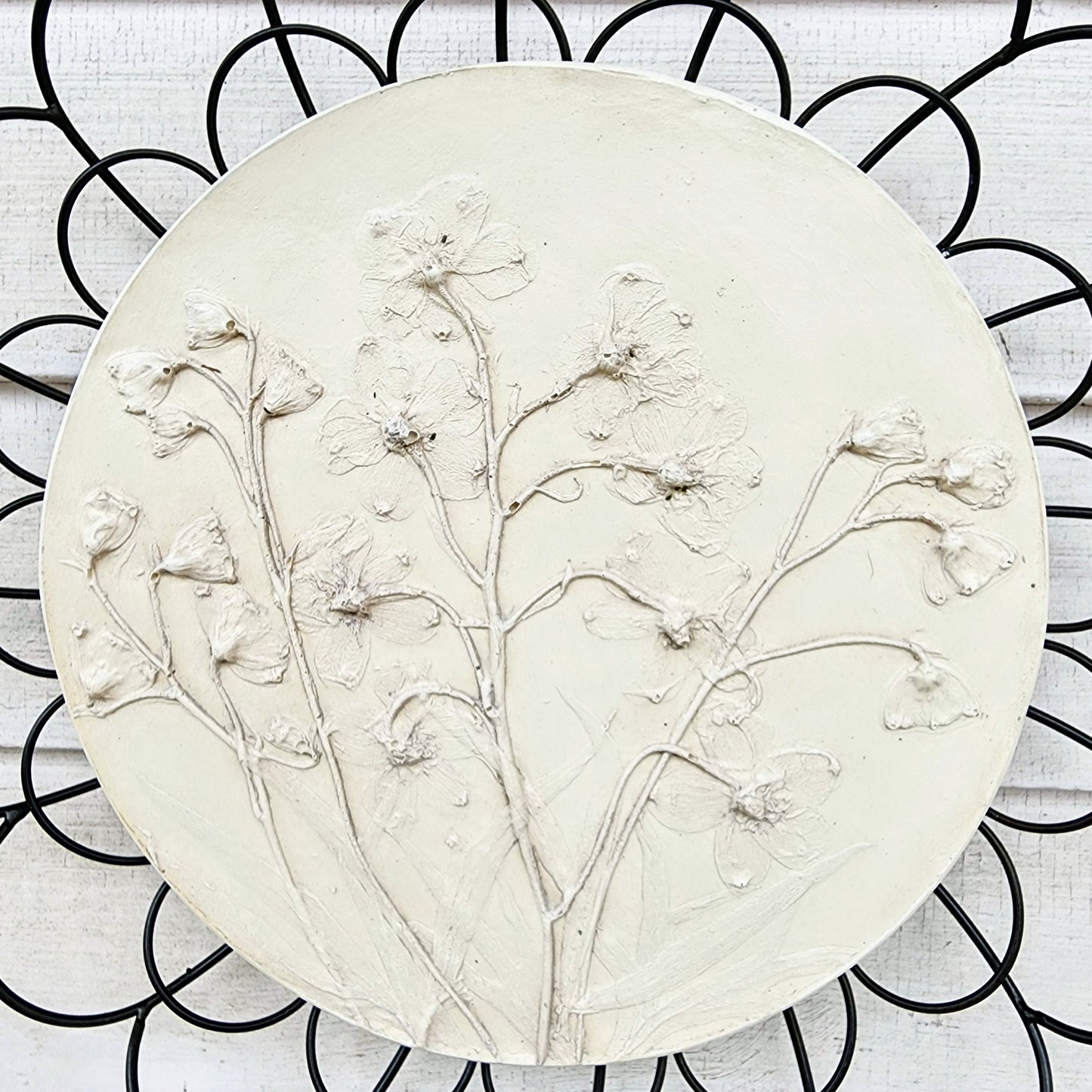 Plaster Botanical Bas Relief Artwork