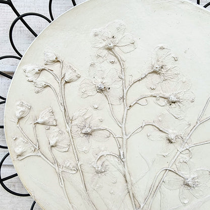 Plaster Botanical Bas Relief Artwork