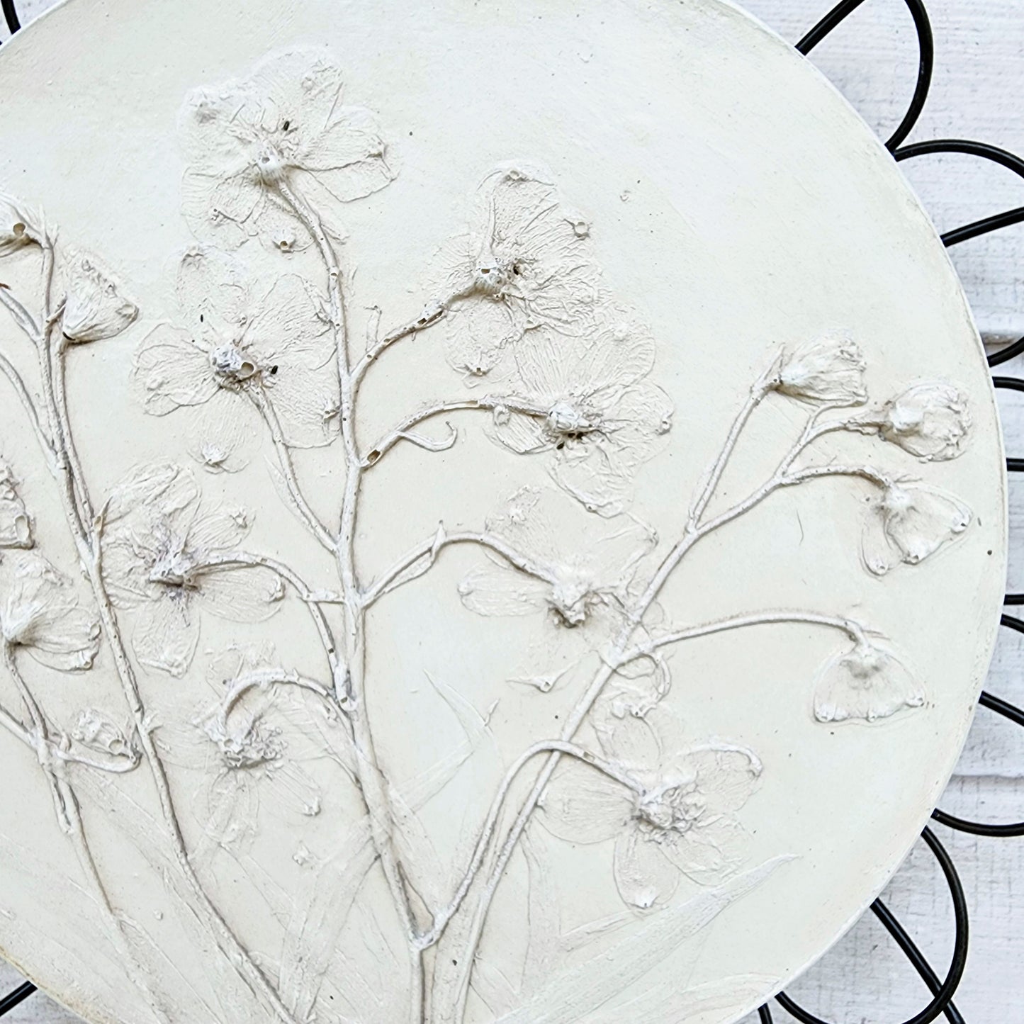 Plaster Botanical Bas Relief Artwork