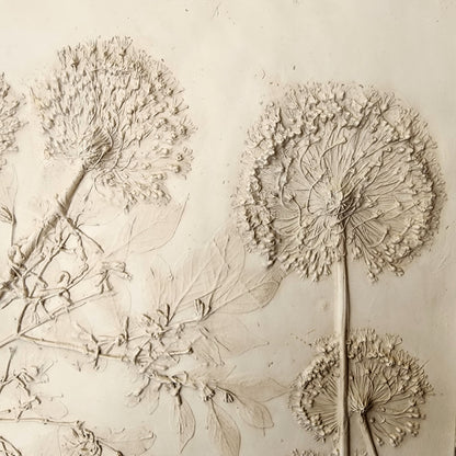 Plaster Botanical Bas Relief Artwork