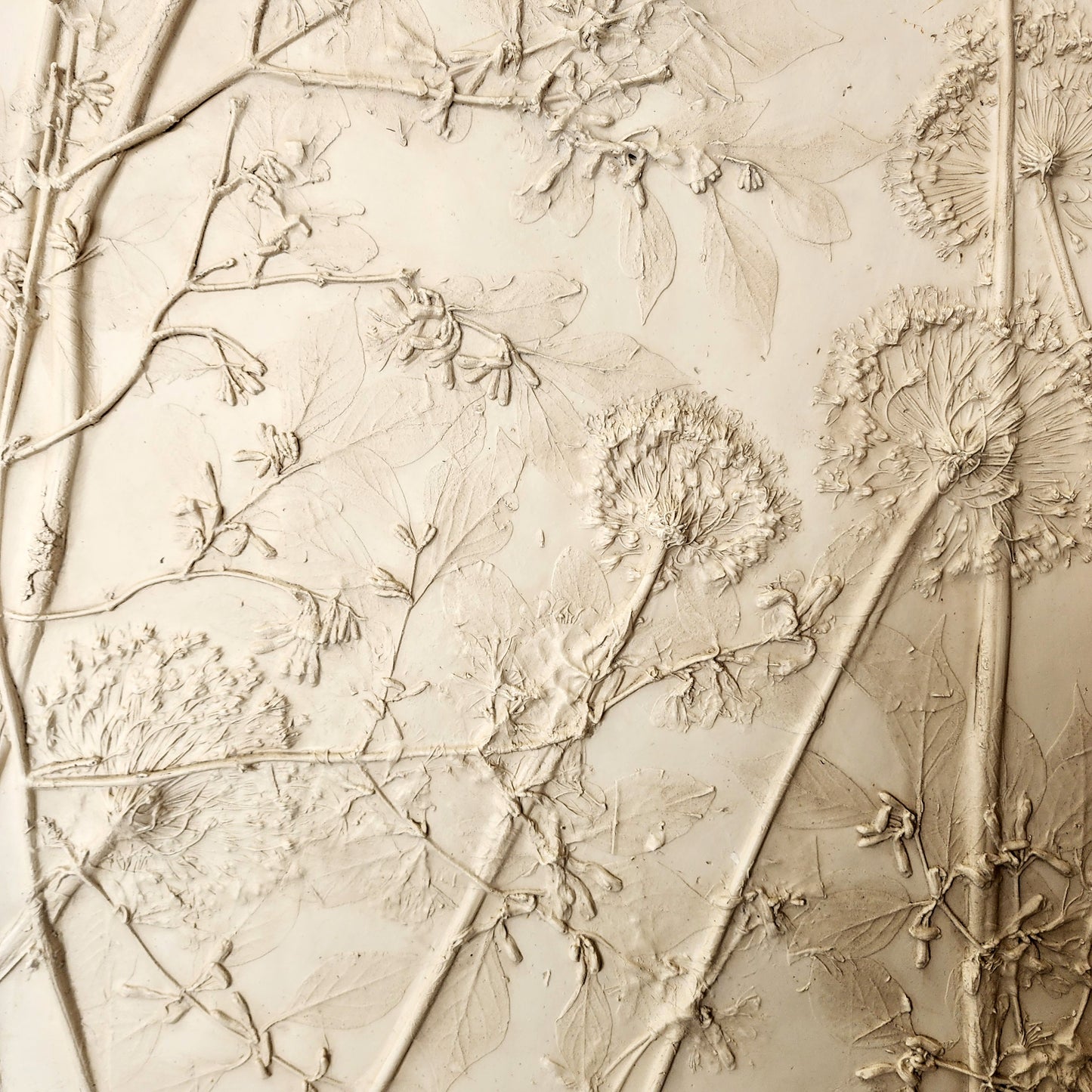 Plaster Botanical Bas Relief Artwork