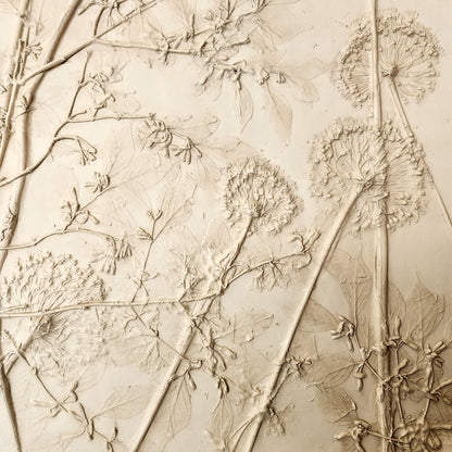 Plaster Botanical Bas Relief Artwork