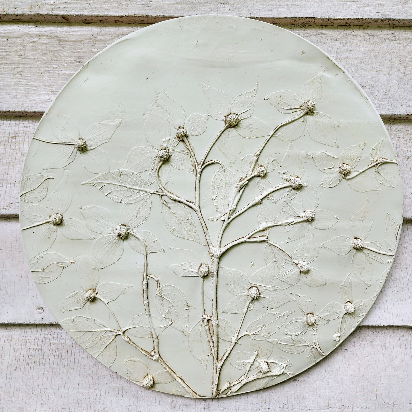 Plaster Botanical Bas Relief Artwork