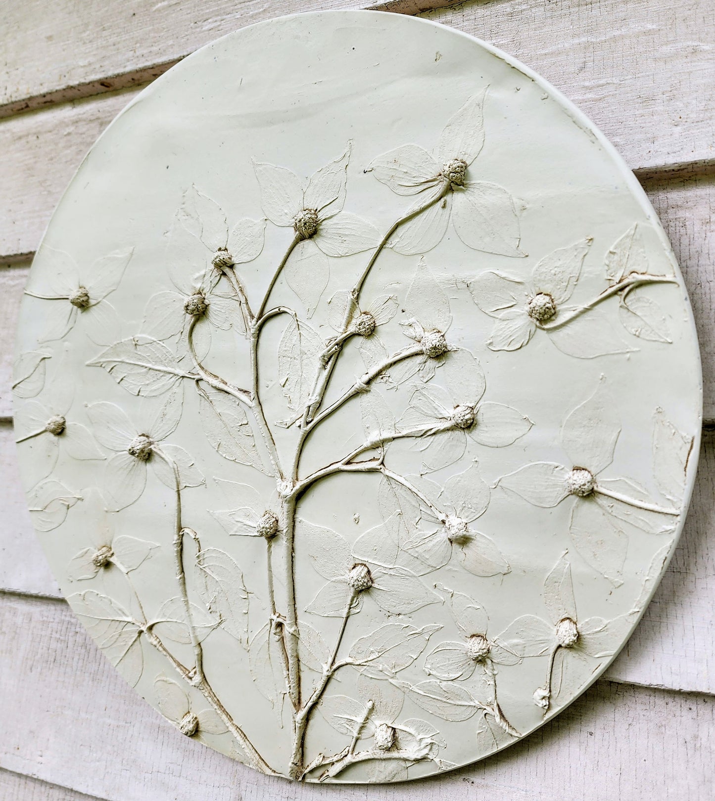 Plaster Botanical Bas Relief Artwork