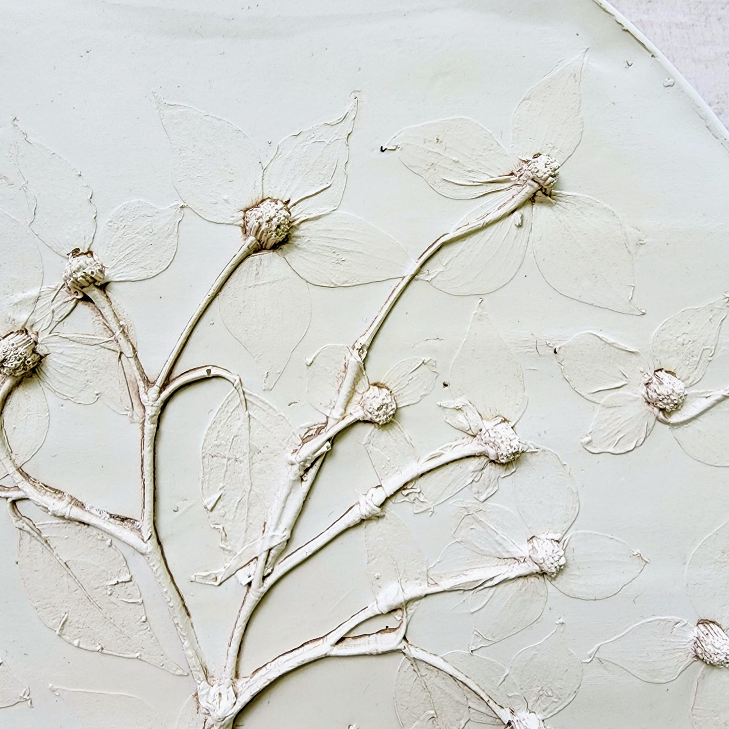 Plaster Botanical Bas Relief Artwork