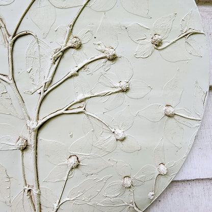 Plaster Botanical Bas Relief Artwork