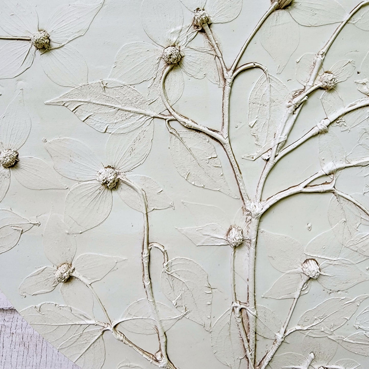 Plaster Botanical Bas Relief Artwork