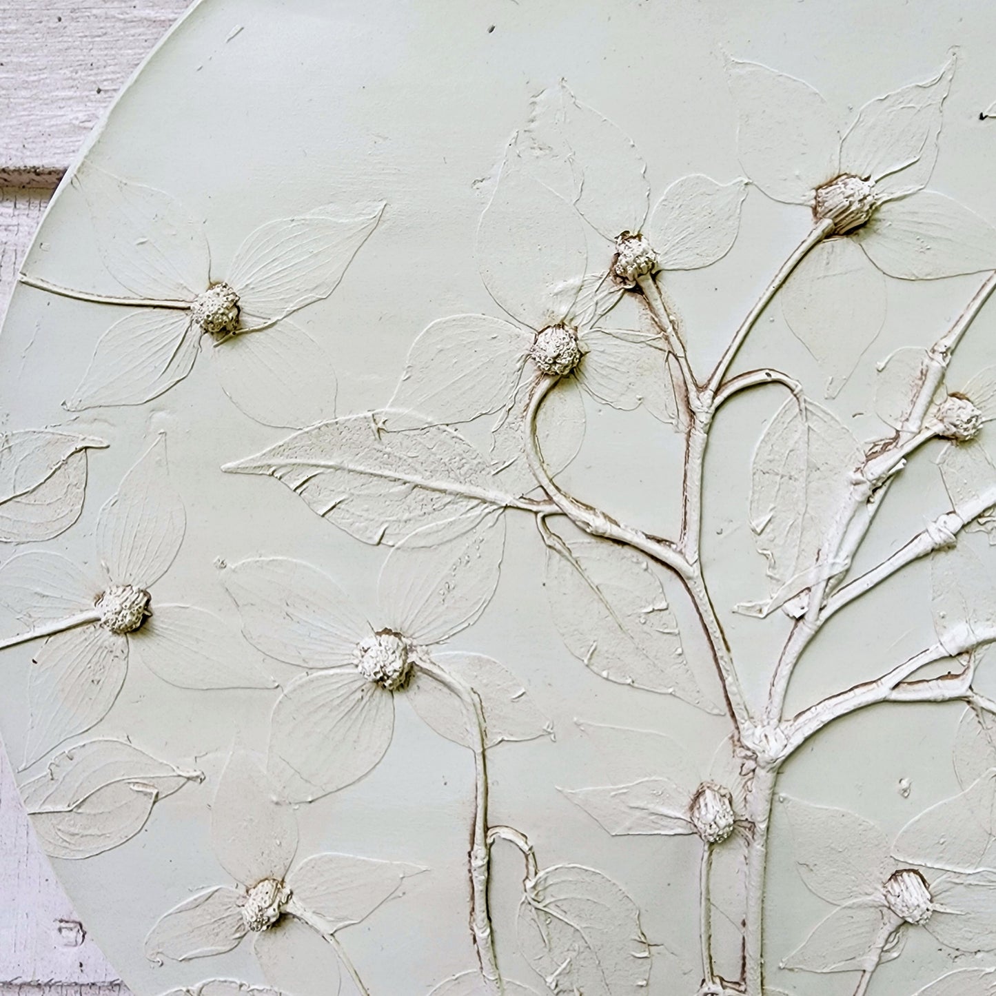 Plaster Botanical Bas Relief Artwork