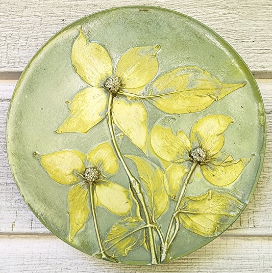 Plaster Botanical Bas Relief Artwork