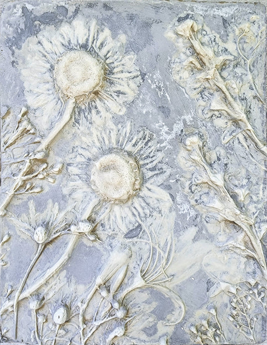 Plaster Botanical Bas Relief Artwork