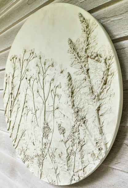 Plaster Botanical Bas Relief Artwork