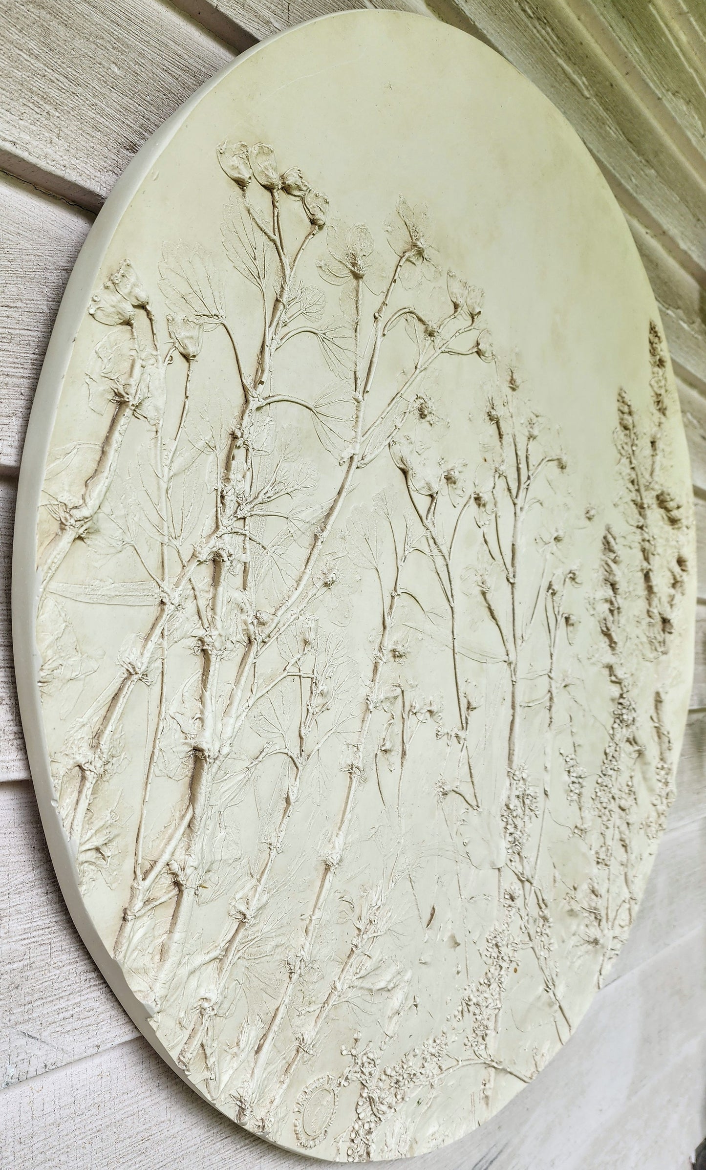 Plaster Botanical Bas Relief Artwork