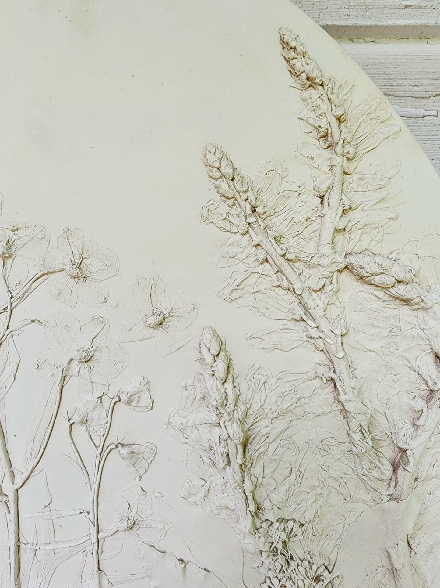 Plaster Botanical Bas Relief Artwork