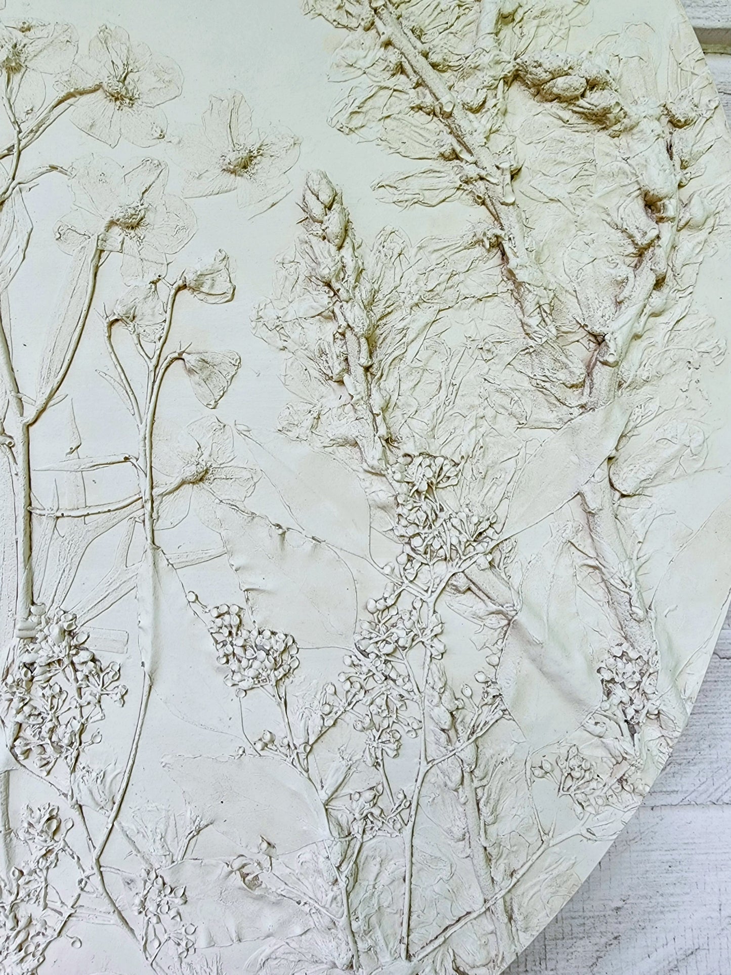 Plaster Botanical Bas Relief Artwork