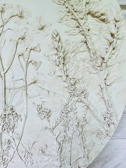 Plaster Botanical Bas Relief Artwork