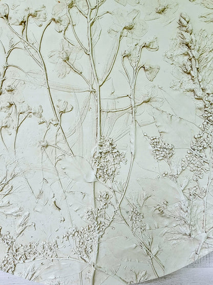 Plaster Botanical Bas Relief Artwork