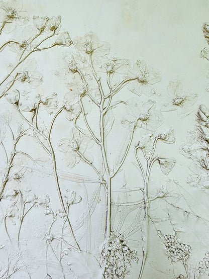 Plaster Botanical Bas Relief Artwork