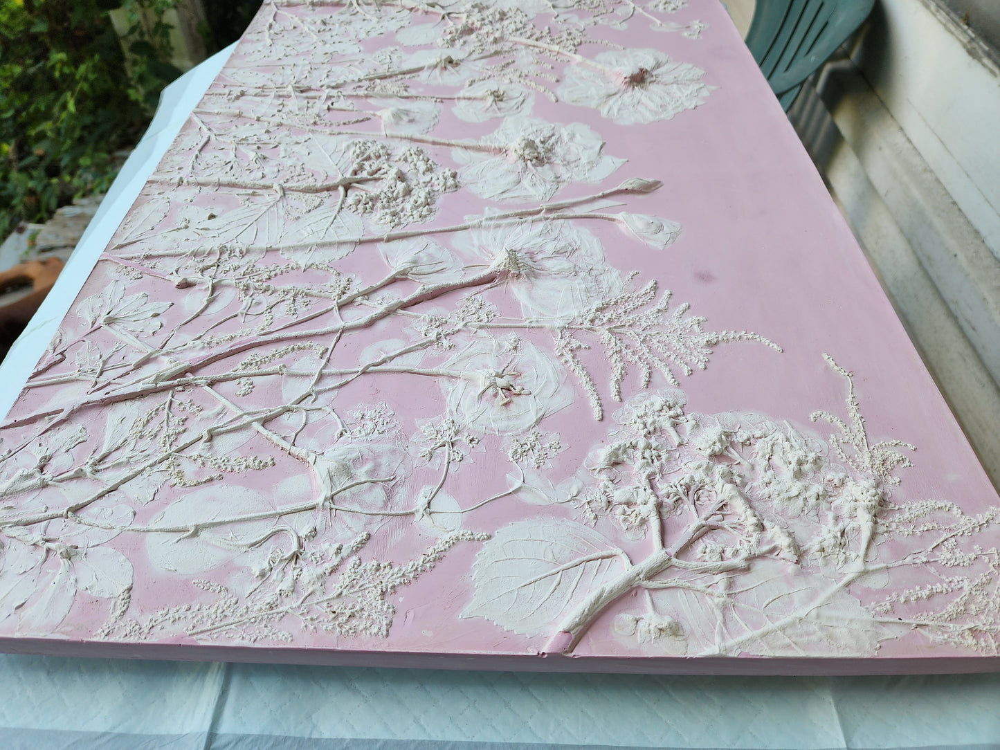 Plaster Botanical Bas Relief Artwork