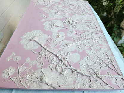 Plaster Botanical Bas Relief Artwork