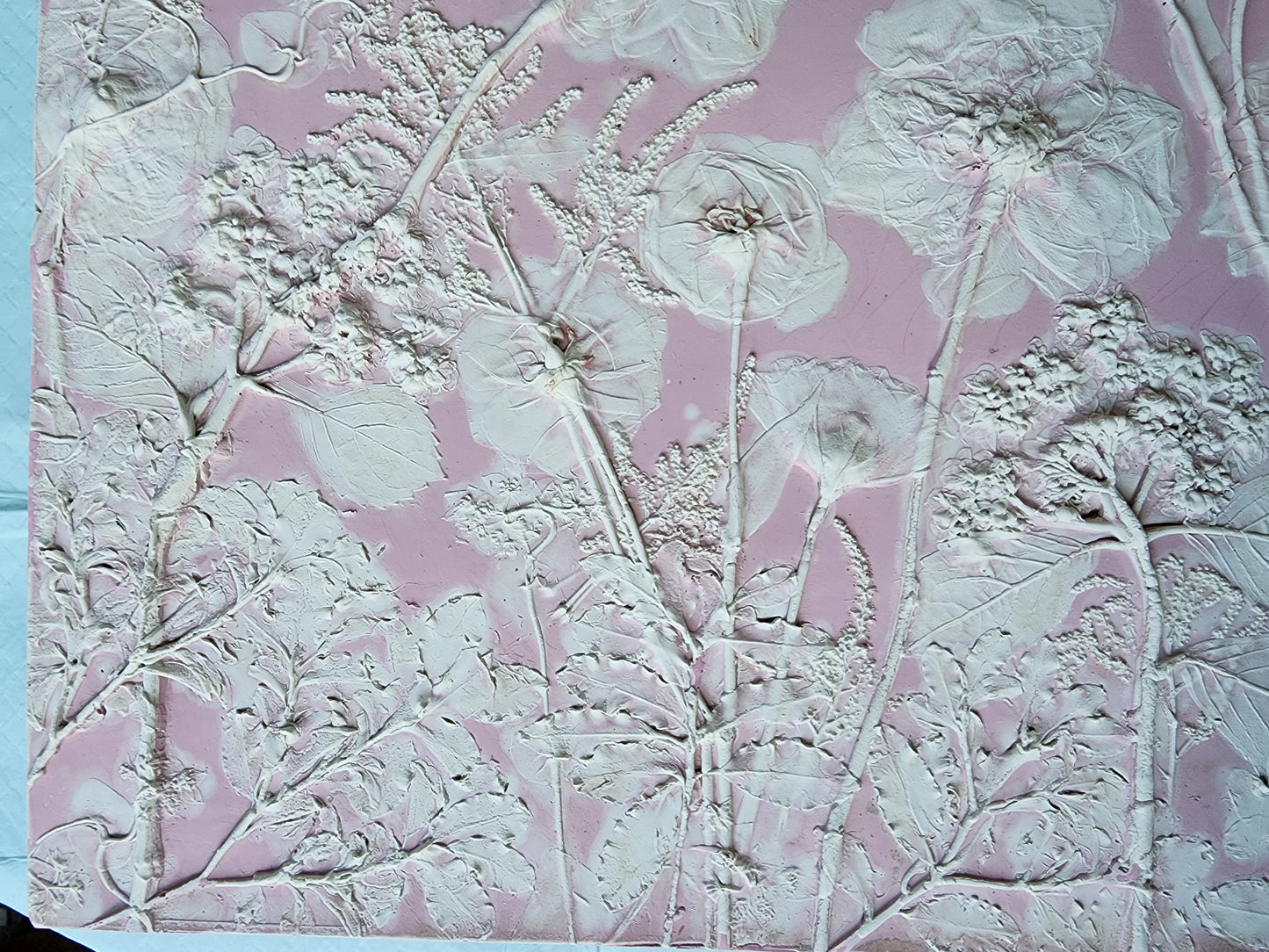 Plaster Botanical Bas Relief Artwork