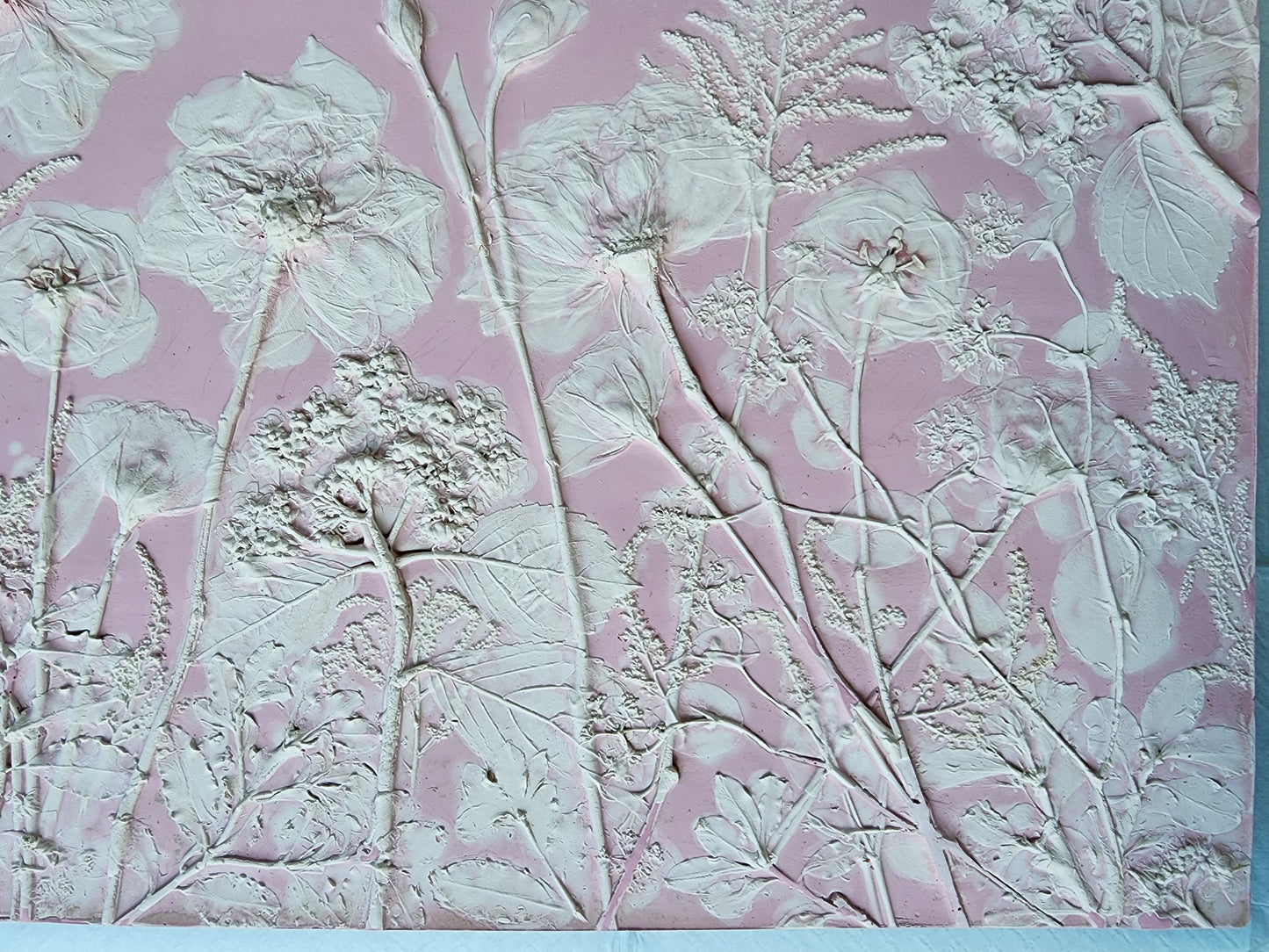 Plaster Botanical Bas Relief Artwork