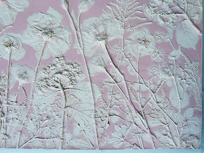 Plaster Botanical Bas Relief Artwork