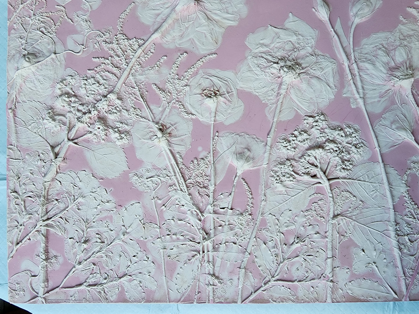 Plaster Botanical Bas Relief Artwork