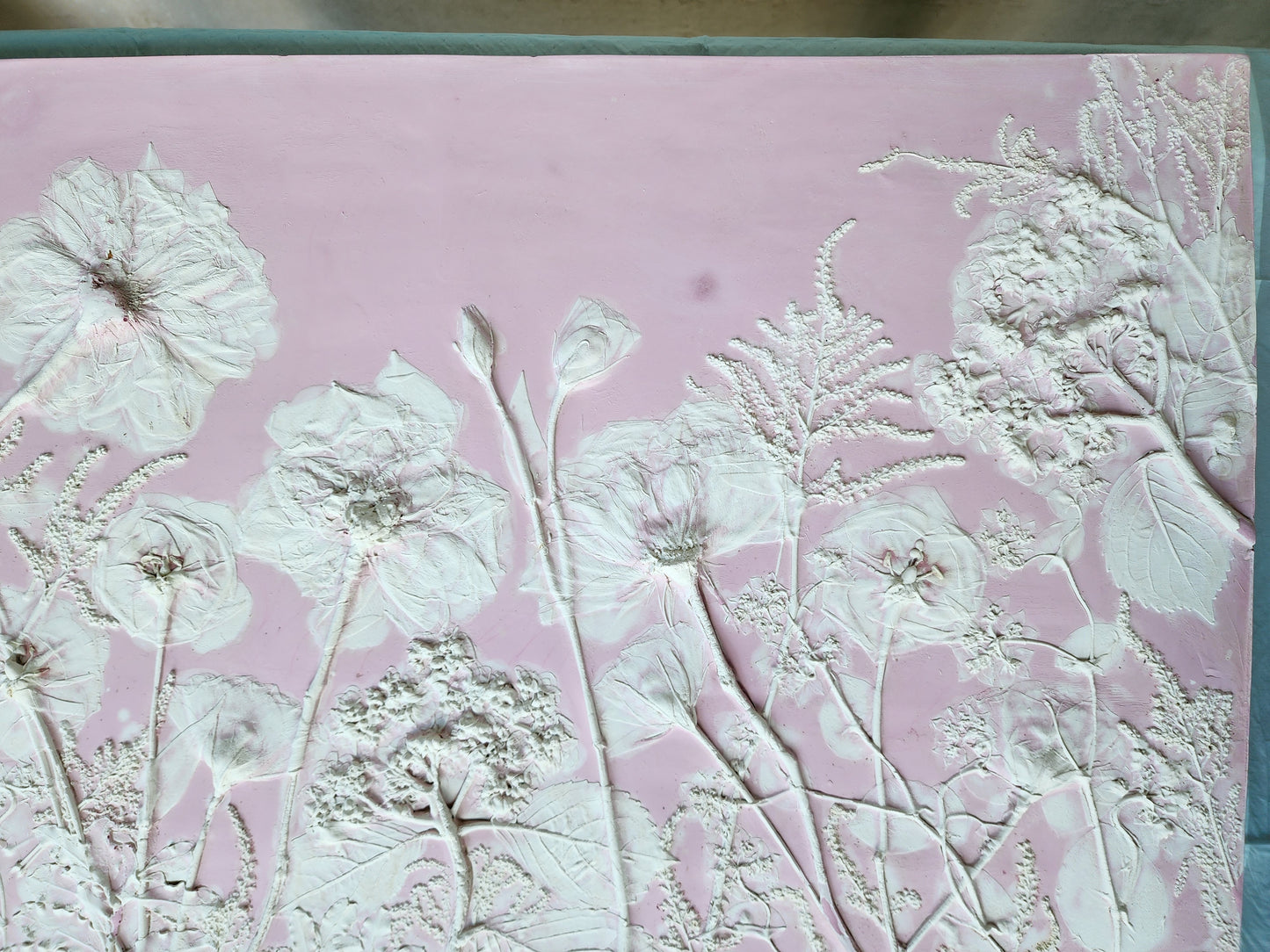 Plaster Botanical Bas Relief Artwork