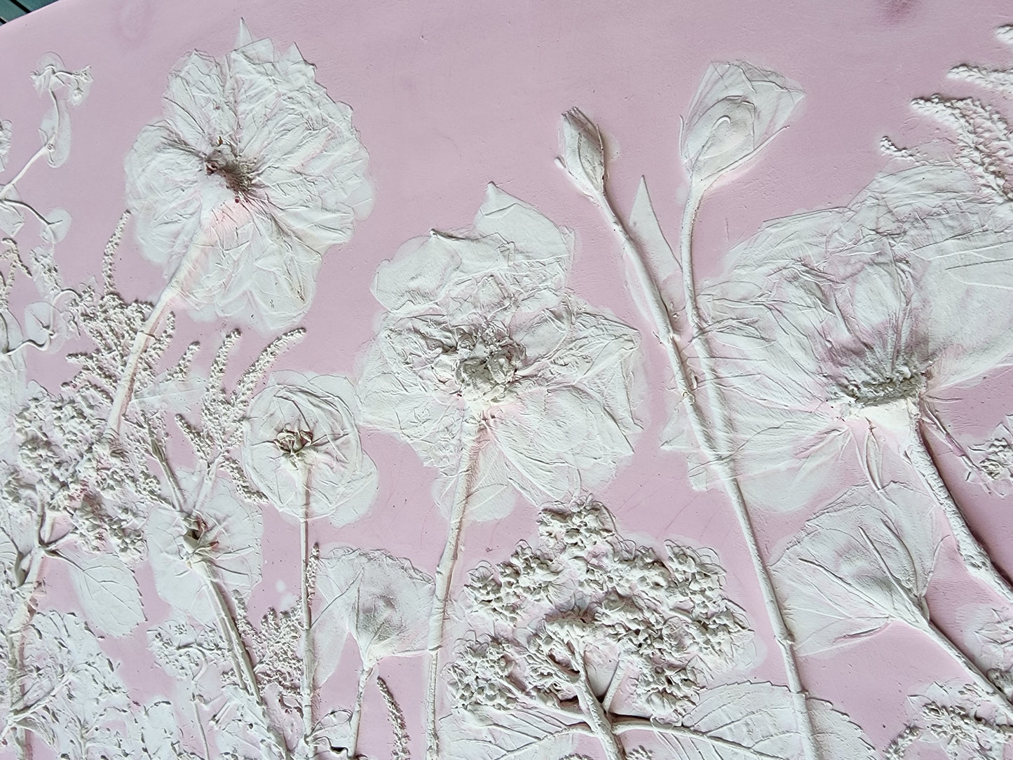 Plaster Botanical Bas Relief Artwork