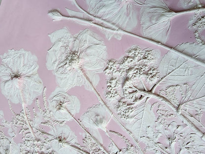 Plaster Botanical Bas Relief Artwork