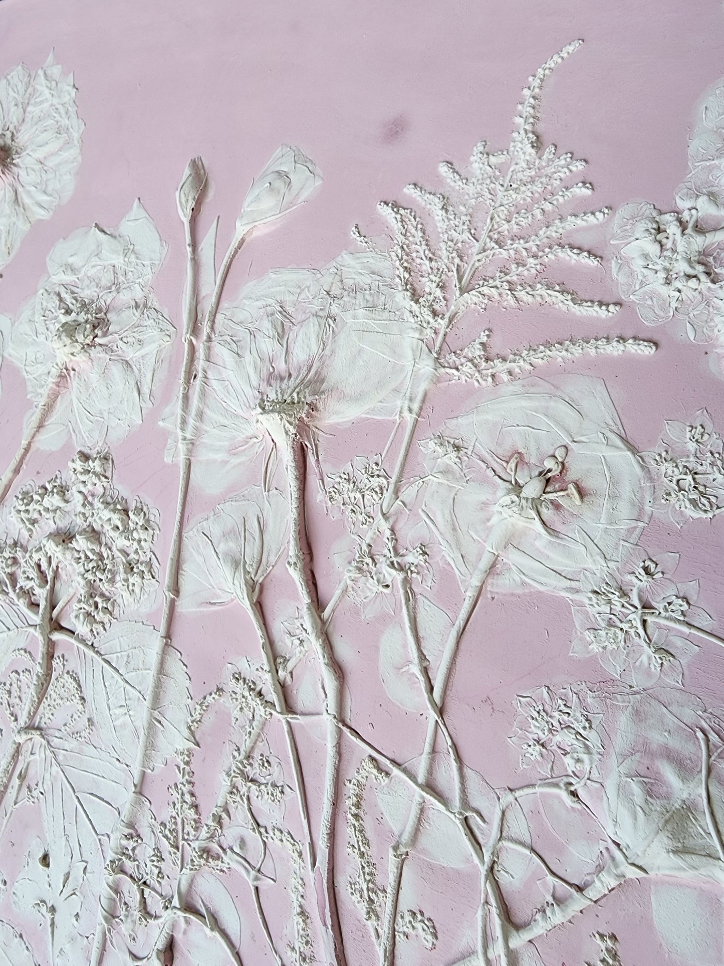 Plaster Botanical Bas Relief Artwork