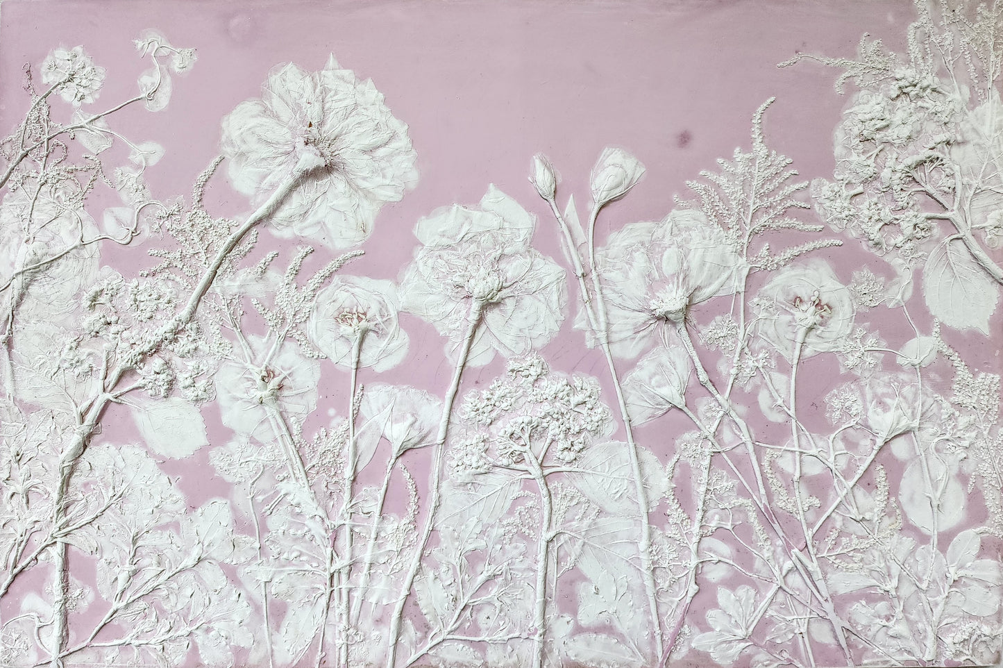 Plaster Botanical Bas Relief Artwork