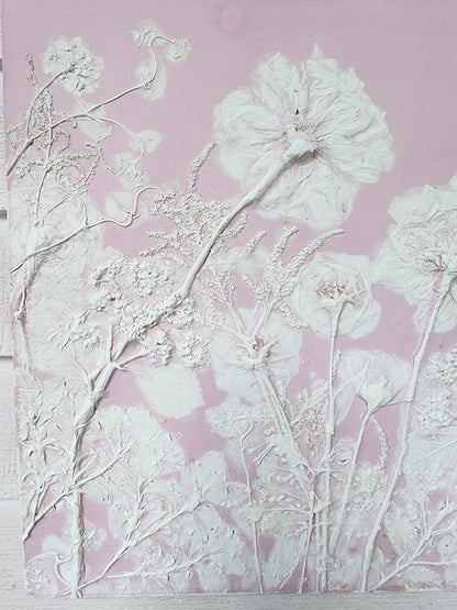 Plaster Botanical Bas Relief Artwork