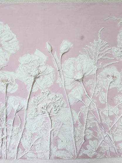 Plaster Botanical Bas Relief Artwork