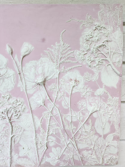 Plaster Botanical Bas Relief Artwork