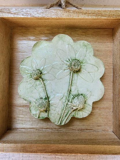 Plaster Botanical Bas Relief Artwork