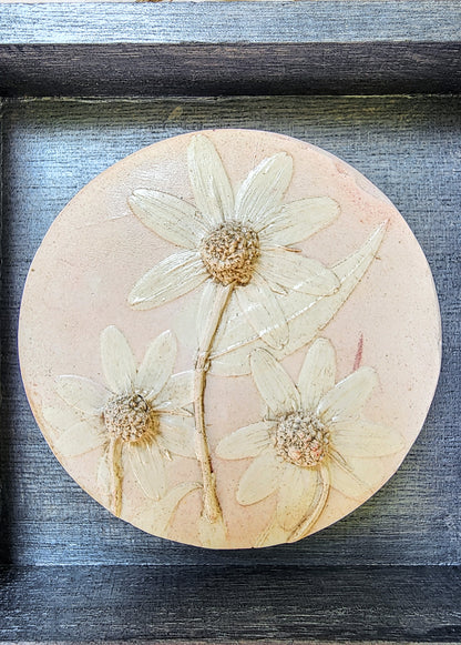 Plaster Botanical Bas Relief Artwork