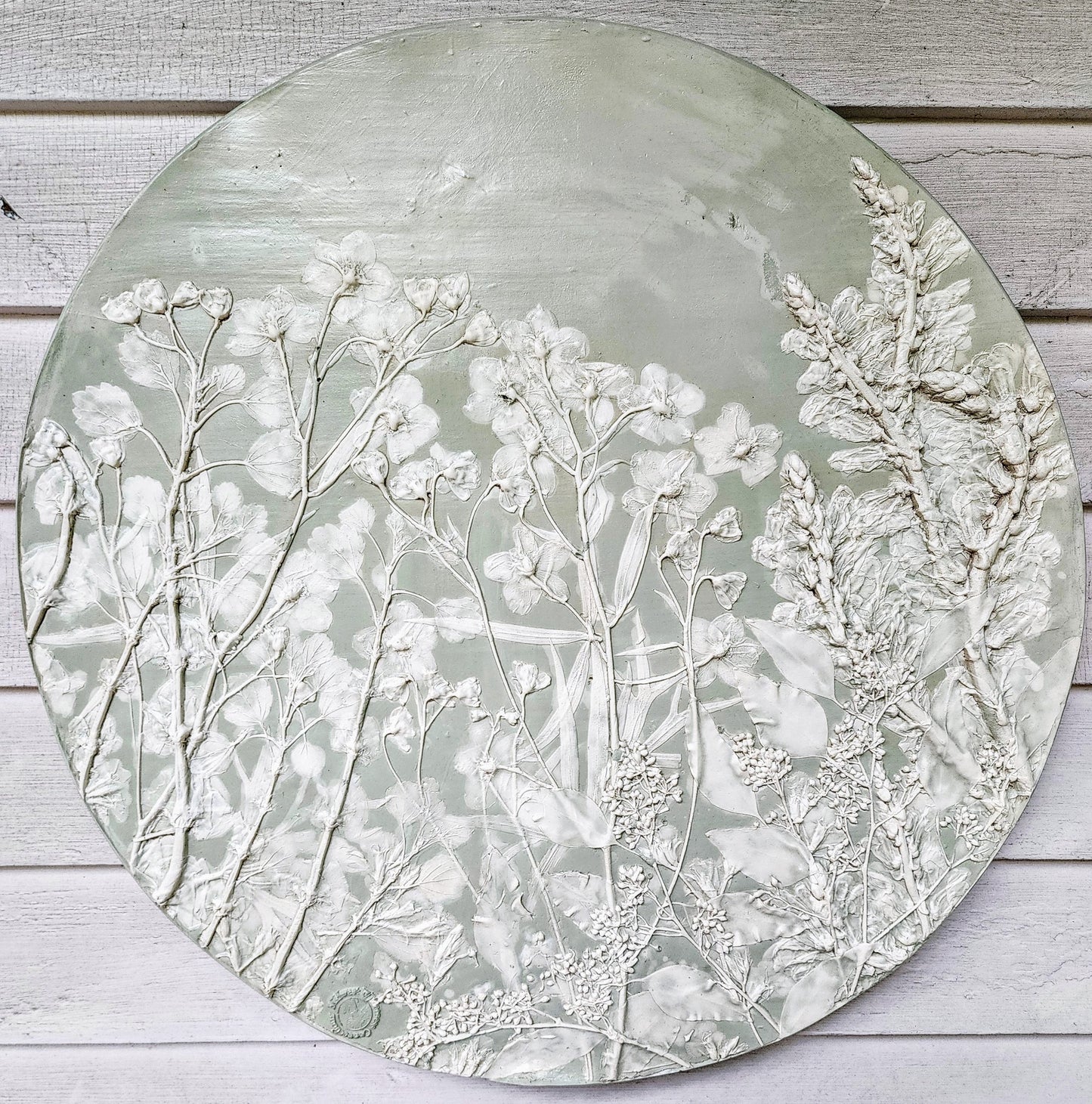 Plaster Botanical Bas Relief Artwork