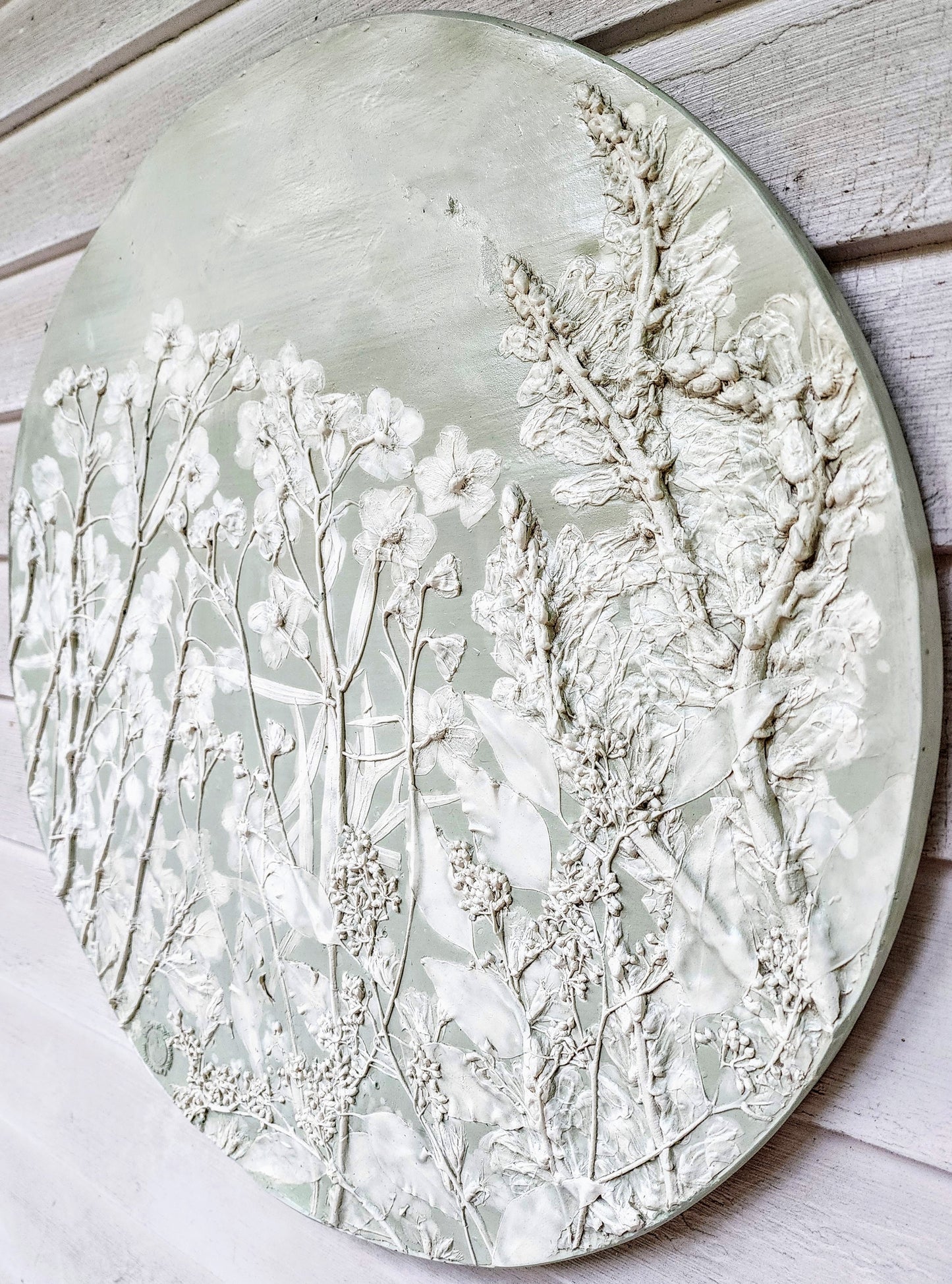 Plaster Botanical Bas Relief Artwork