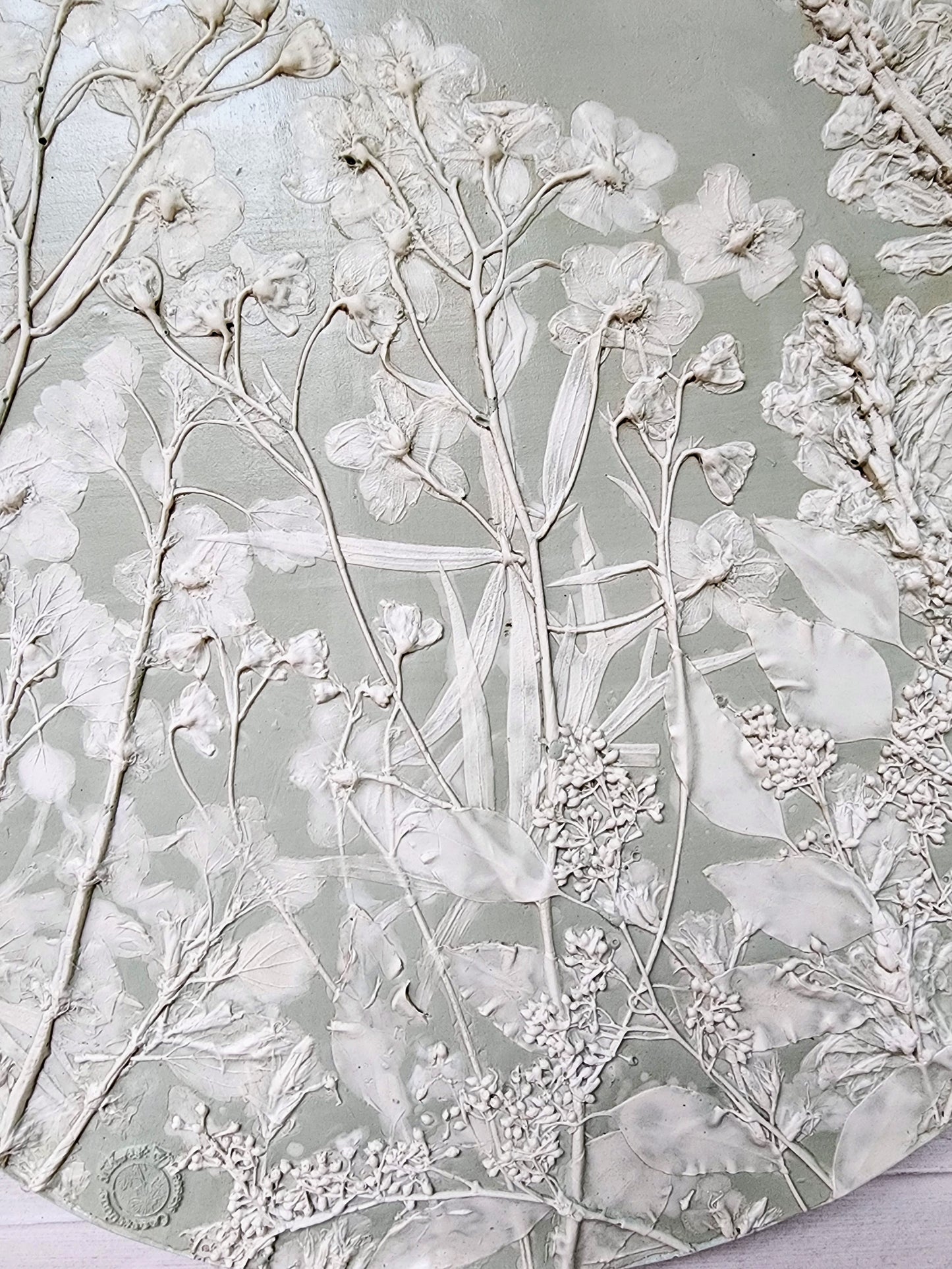 Plaster Botanical Bas Relief Artwork