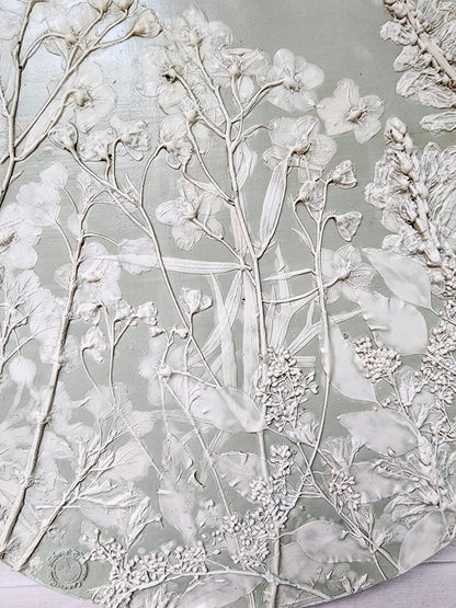 Plaster Botanical Bas Relief Artwork