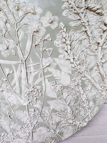 Plaster Botanical Bas Relief Artwork