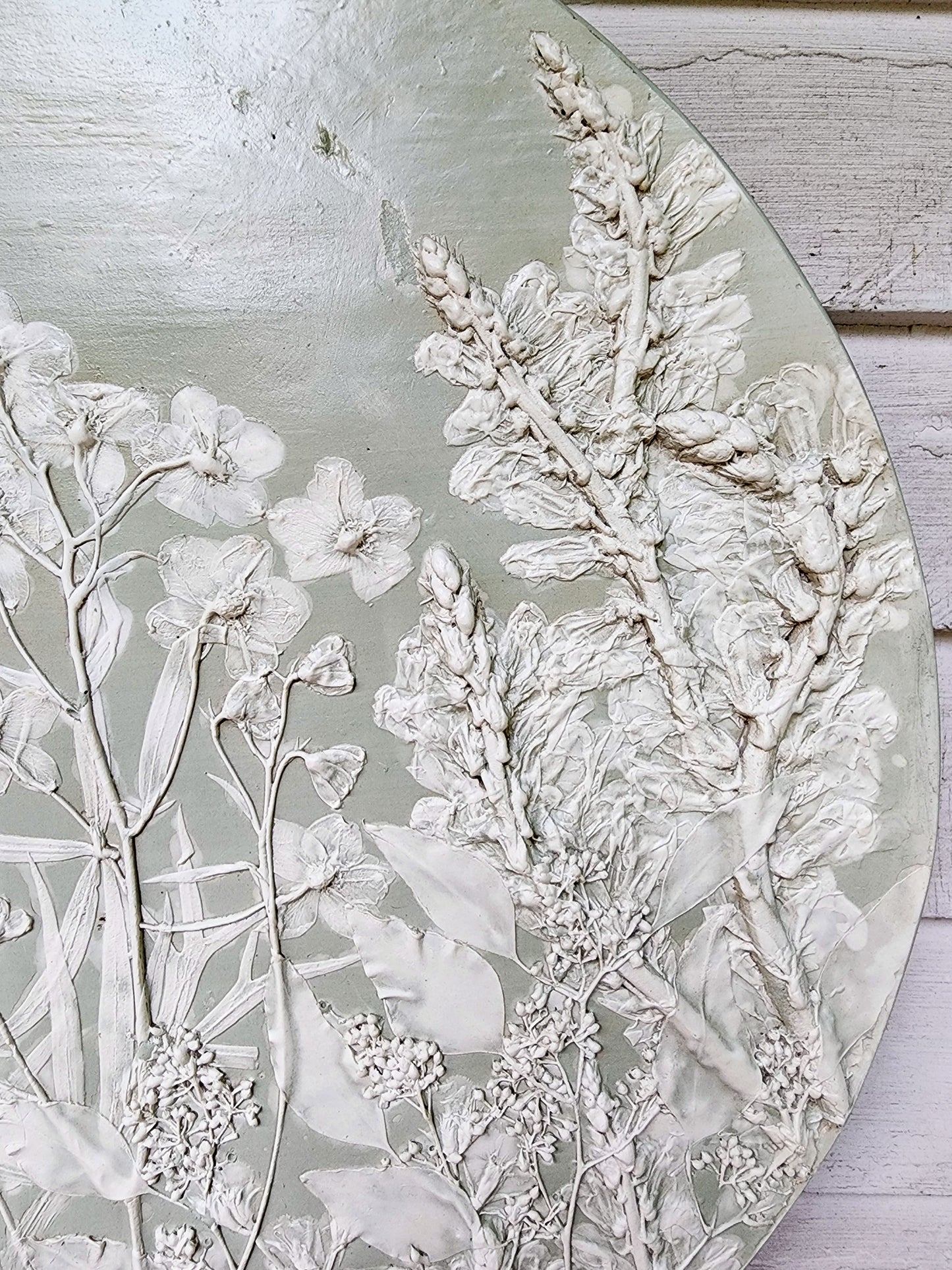 Plaster Botanical Bas Relief Artwork