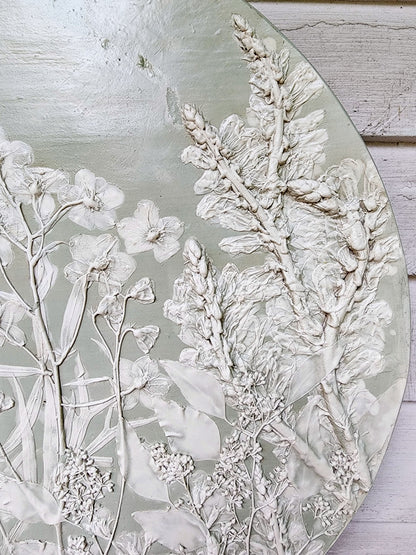 Plaster Botanical Bas Relief Artwork